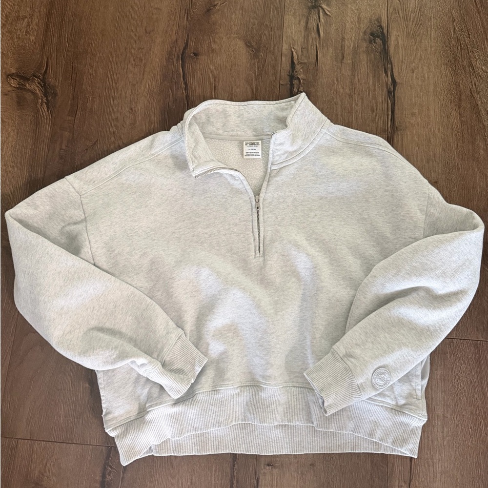 Victoria's Secret Light Heather Gray Quarter-Zip Pullover